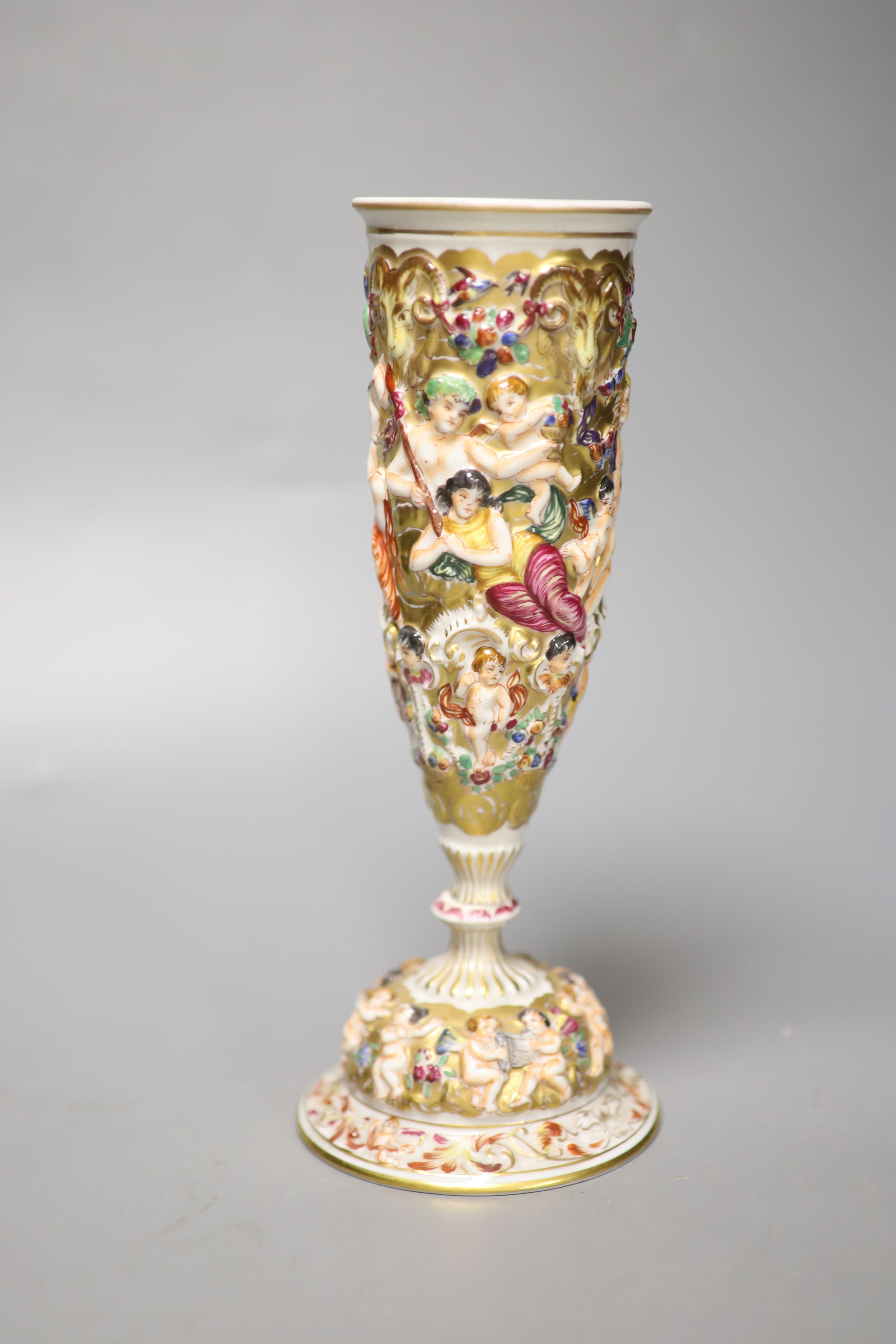 A 19th century Naples pedestal vase, height 24cm